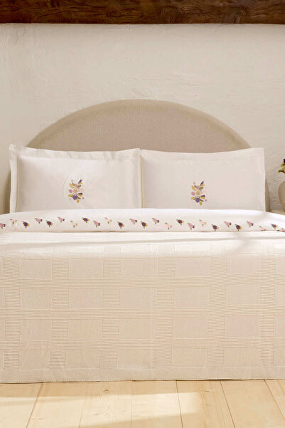 Karaca Home Veneto 100% Cotton Embroidered Double Duvet Cover Set White