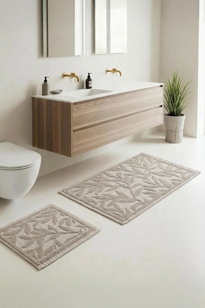 TRENDYOLMİLLA HOME 2-teilige Badematte mit Blattmuster, 50 x 60 cm und 60 x 1...