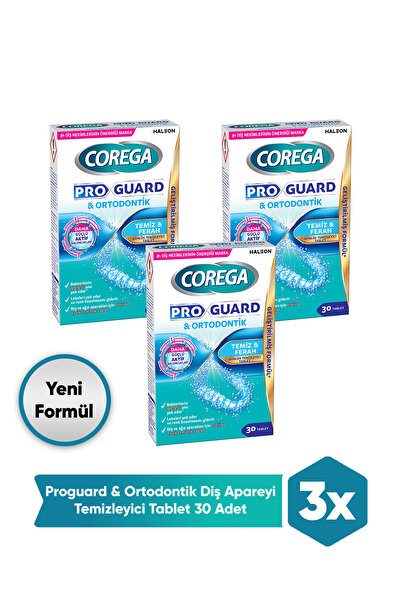 Corega Proguard & Ortodontik Diş Apareyi Temizleyici Tablet 90 Adet (30x3)