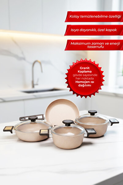 Aryıldız Vortex Cappuccino 7 Parça Tencere Seti