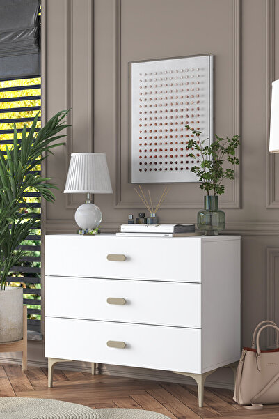 Rani Mobilya Rani BE107 Şifonyer 3 Çekmeceli Ayaklı Yatak Odası Beyaz