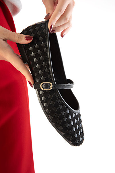 SOHO Balerini de damă din piele intoarsa neagra 21351