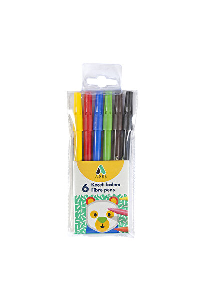 Adel Felt-Tip Pen Set, 6 Pieces, Easy-To-Carry Pouch, Water-Based and Quick-D...