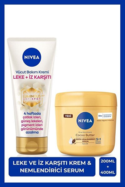 NIVEA Luminous630 Leke Karşıtı Vücut Bakım Kremi 200ml ve Cocoa Butter Nemlen...