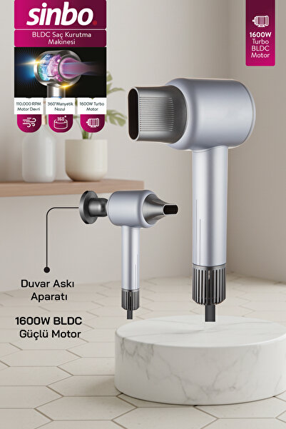 Sinbo SHD-1717 BLDC Saç Kurutma Makinesi - Mavi – 1600W, 3 Isı Ayarı, Manyeti...
