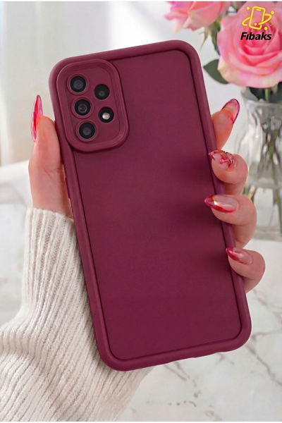 Fibaks Galaxy A23 Kılıf Kamera Korumalı Yumuşak Dokulu Darbe Emici Bordo Sili...