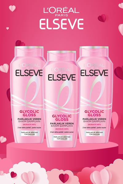 ELSEVE 3'lü Glycolic Gloss Core Parlaklık Veren Bakım Şampuanı 300ml