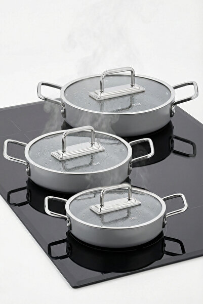 Taç Sera Feel 6 Piece Ceramic Pan Set 18-20-22 cm / Gray