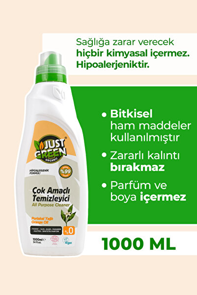 Just Green Organic Bitkisel Çok Amaçlı Yüzey Temizleyici - Portakal Yağlı - %...