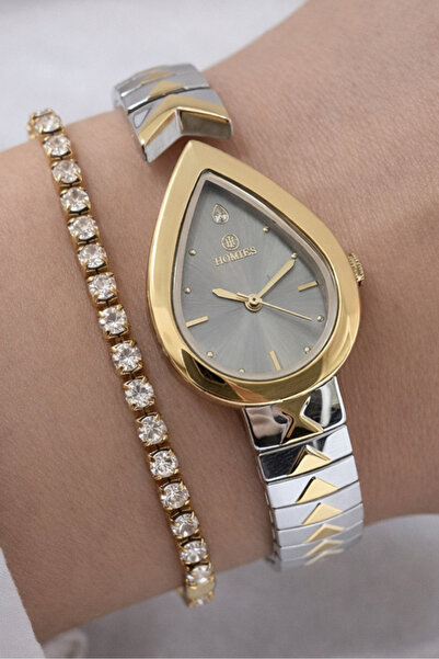 Homies ساعة يد نسائية بسوار من الفولاذ مع علبة هدايا خاصة وسوار هدية. HMT2703...