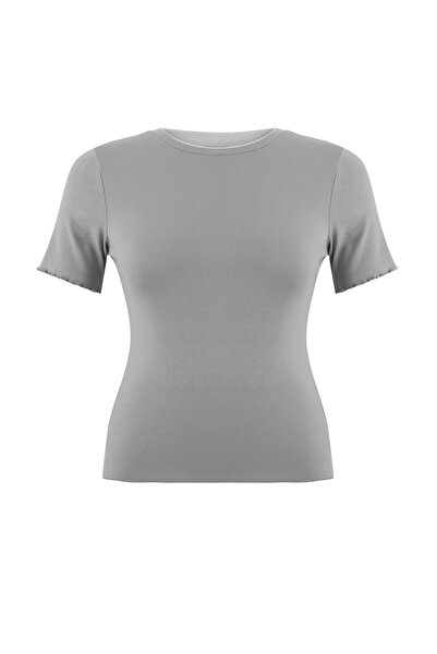 Trendyol Curve Wardrobe Essentials Black-Gray 2-Pack Collar Detail Soft-Key K...