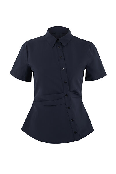 Trendyol Collection Marineblaues, tailliertes, asymmetrisches, figurbetontes ...