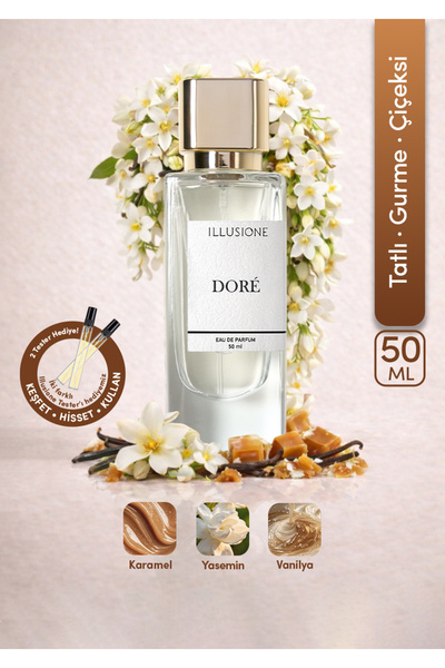 ILLUSIONE FRAGRANCE Doré EDP Kadın Parfüm 50ml | Tatlı-Gurme-Çiçeksi| Karamel...