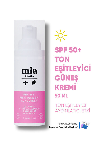 mia klinika Spf 50+ Pink Tone Up Ton Eşitleyici Pembe Yüz Güneş Kremi