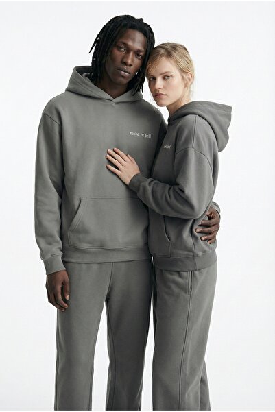 ablukaonline سويت شيرت بقلنسوة فاخر مطبوع عليه Made In Hell للجنسين باللون ال...