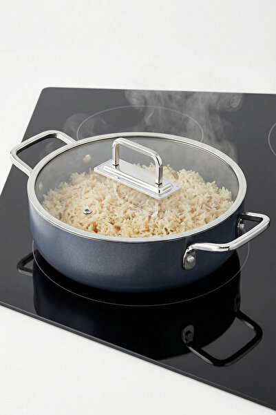 Taç Sera Feel Ceramic Fireproof Non-Stick Flat Pot 22 cm / Gray