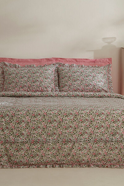 Karaca Home Minay 52 Thread Count 100% Cotton Double Duvet Cover Set Pink