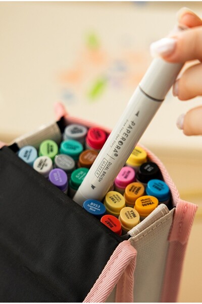 PAPERORA 24-Piece Double-Ended Alcohol-Based Marker Pen Set – Brush + Chisel
