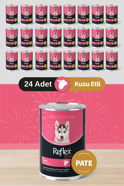 Reflex Plus Kıyılmış Kuzu Etli Yavru Köpek Maması 395g x 24 Adet