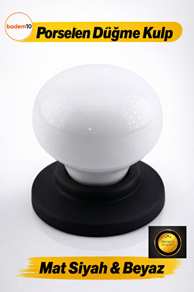 Badem10 Mâner de mobilă din porțelan Tere, negru mat, alb, pentru sertar de b...