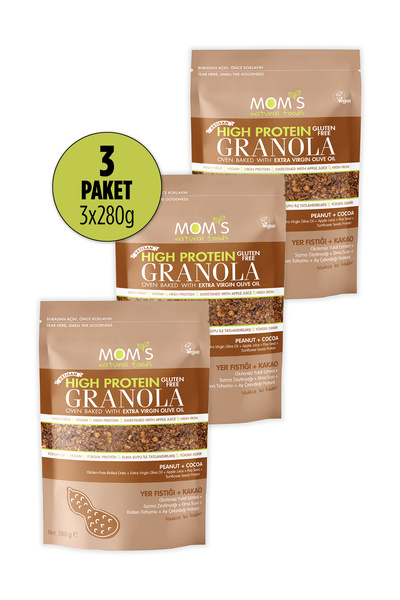 Mom's Natural Foods 3'LÜ Glutensiz Yer Fıstıklı Yüksek Proteinli Granola 3x280 G