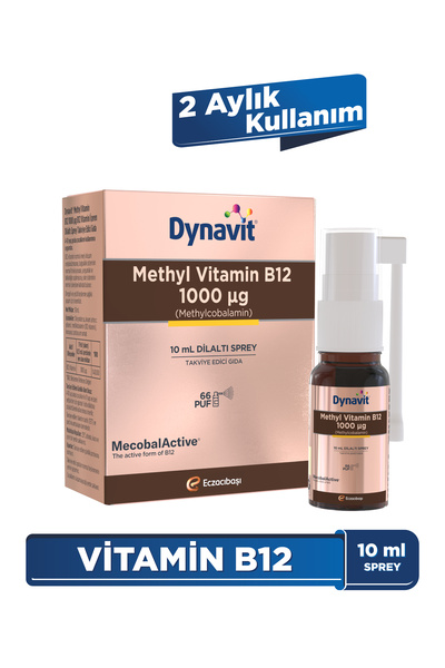 Dynavit Vitamin B12 1000mcg 10mL Dilaltı Sprey- Aile Boyu B12 Vitamini - Meth...