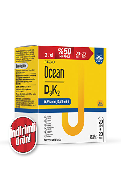 Ocean Vitamin D3 K2 Damla 20 ml 2 li Avantajlı Paket