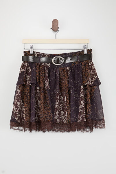 Drop by TrendyolMilla Šifonska kratka suknja sa volanima i pojasom