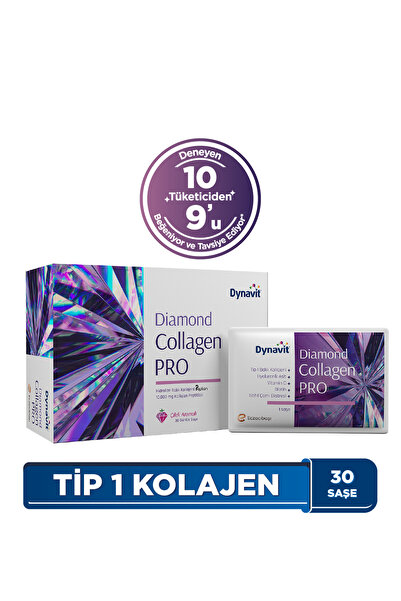 Dynavit Diamond Collagen PRO 30 Saşe - Hidrolize Peptit Tip 1 Balık Kolajeni,...