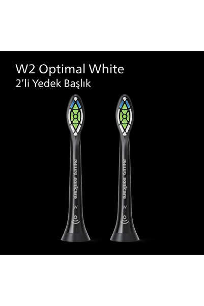 Philips Sonicare Optimal White Yedek Diş Fırçası Başlığı, Orta Yumuşak, 2’li Paket, Siyah, HX6062/88
