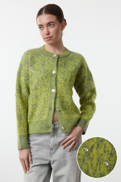 Trendyol Collection Cardigan de tricotaj cu aspect de jachetă cu model moale,...