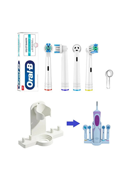 Oral-B Diş Fırçası Uyumlu 4 Adet Muadil Yedek Başlık - Diş Macunu - 1 Adet Ka...
