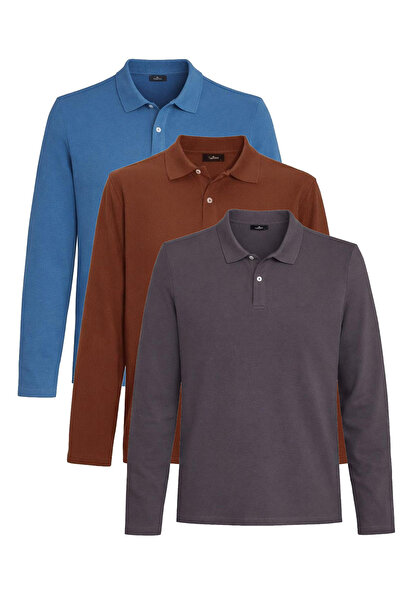 Tudors Men's 3-Piece Pkt Smoked-Brown-Indigo Standard Fit Regular Cut Cotton ...