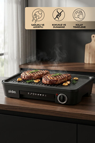Sinbo SBG-7120 Elektrikli Izgara 2200W | Yapışmaz Yüzey, Ayarlı Termostat, Ge...