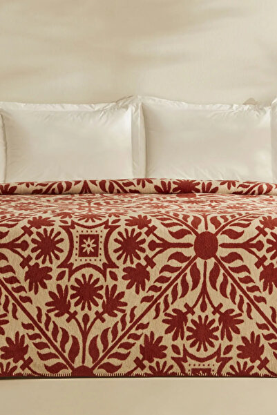 Karaca Home Velma Double Blanket - Cotton Terracota