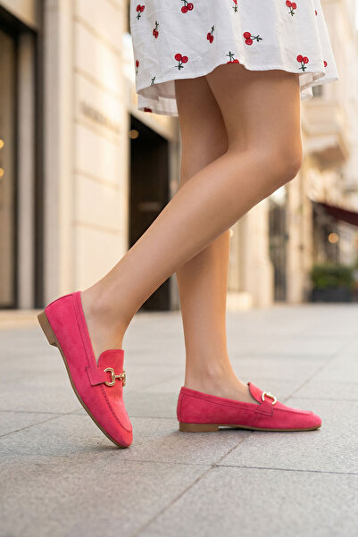 SOHO Zamszowe baleriny damskie w kolorze fuksji 18930