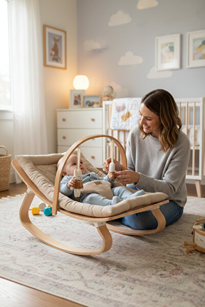 Wellgro Natura Ahşap Sallanan Ana Kucağı