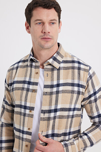 Tudors Men's Slim Fit slim fit checkered winter lumberjack shirt