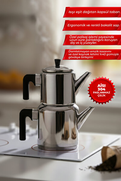 Aryıldız Roma Soft Black Large Teapot Set