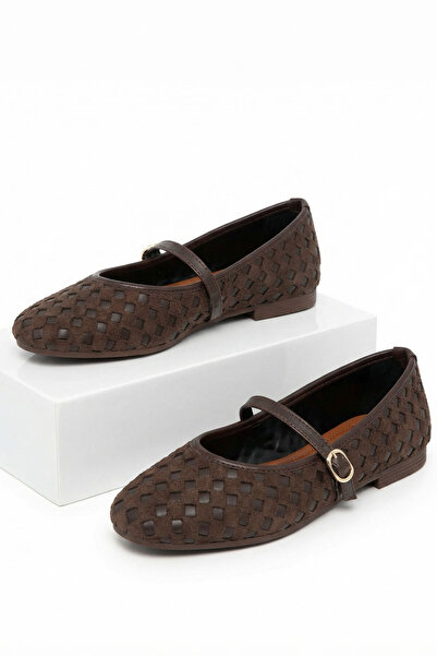 SOHO Дамски балетни пантофки от кафява велур 21351