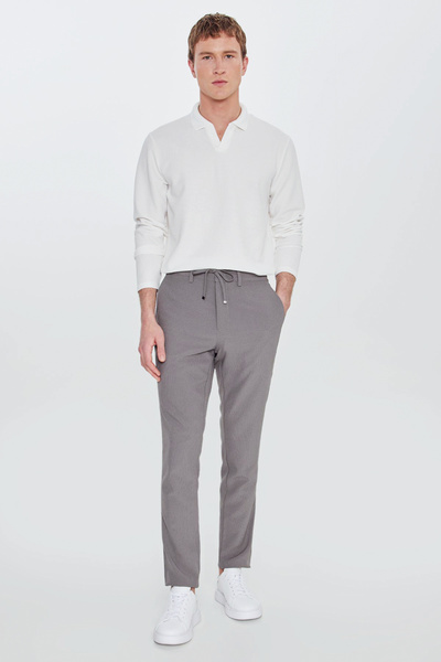 AC&Co / Altınyıldız Classics Erkek Antrasit Slim Fit Dar Kesim Beli Bağlamalı...