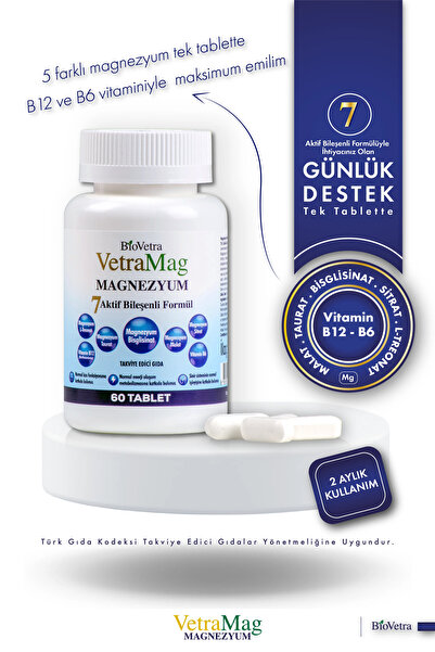 BioVetra Vetramag 5 Form Magnezyum – Kramp Yorgunluk ve Uyku Desteği – B6 B12...