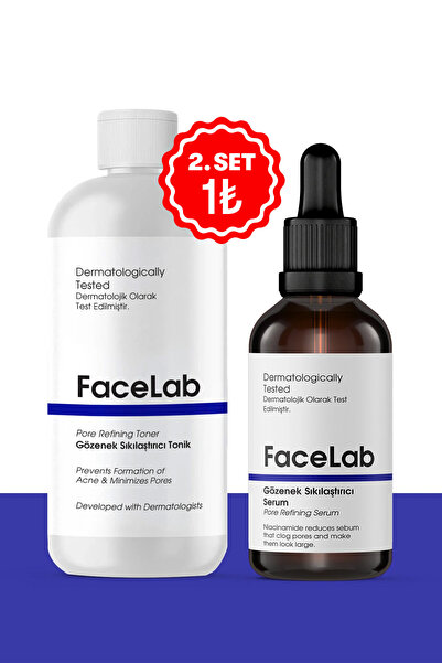FaceLab Gözenek Sıkılaştırıcı Akne Karşıtı 2’li Set (Tonik + Serum) – Siyah N...