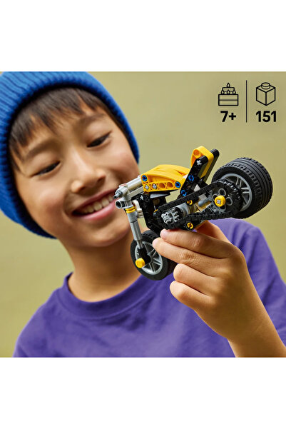 LEGO ® Technic Sarı Motosiklet 42225 - 7 Yaş ve Üzeri Çocuklar için Oyuncak Yapım Seti (151 Parça)