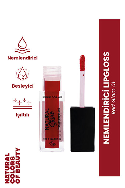 Bade Natural Nemlendirici Lipgloss Red Glam 01 Dudak Parlatıcısı %100 Doğal