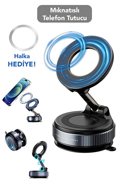 Meleni Home Vakumlu Araç İçi Telefon Tutucu - 360 Dönebilen Ayarlanabilir Mık...