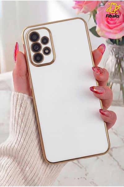 Fibaks غطاء حماية لهاتف جالاكسي A23 ذو حواف لامعة وغطاء حماية للكاميرا مطرز ب...