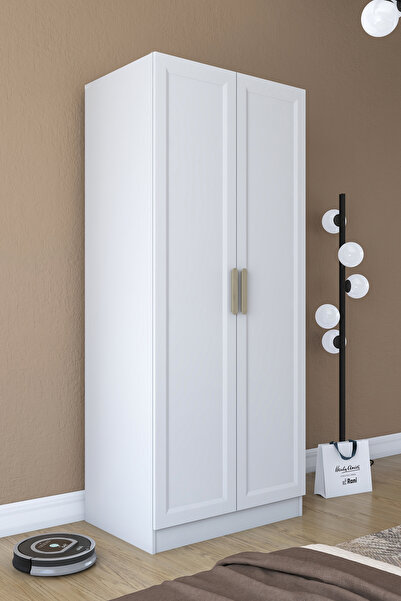 Rani Mobilya Rani BA201 Membran Kapaklı Gardırop Raflı 2 Askılı 2 Kapaklı Elb...