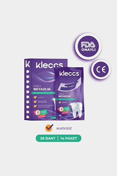 kleccs Diş Beyazlatma Bandı, Hızlı Beyazlık, 14 Paket-28 Bant, Günlük ve Bire...