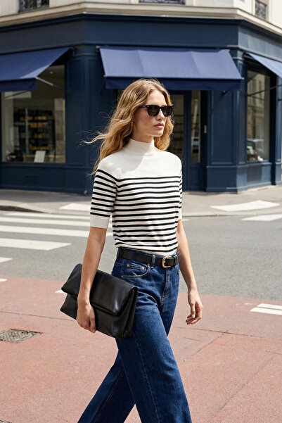 Trendyol Collection Ecru*001 Ριγέ Mercerized Look Premium Νήματα/Ειδικά Νήματ...